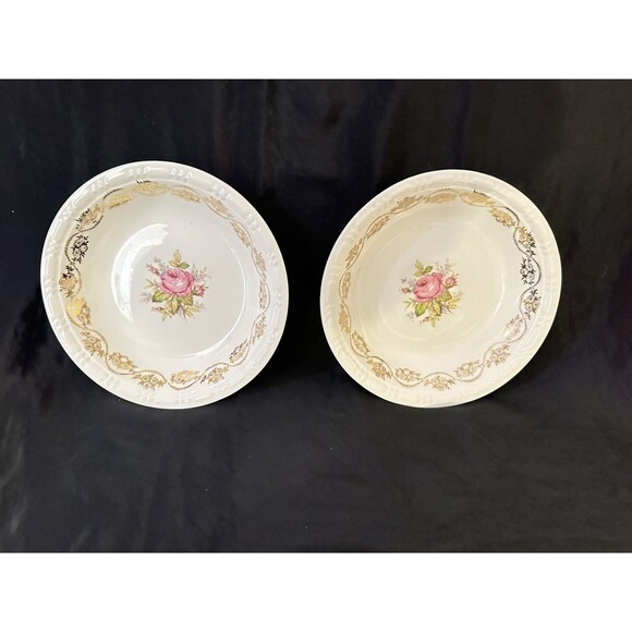 Lyric Vintage Flower Rose Soup Bowl – Warranted 22K Gold – 8" Diameter - Picture 1 of 6